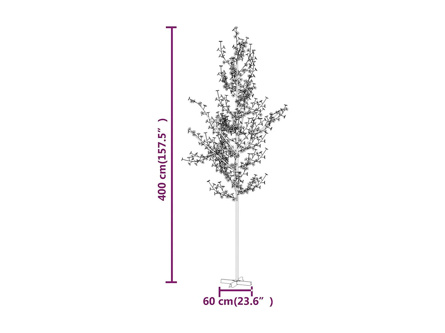 Albero di Ciliegio con 672 LED Bianco Caldo 400 cm
