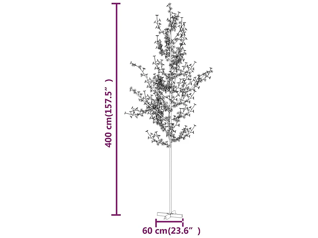 Cerejeira com 672 luzes LEDs 400 cm branco quente