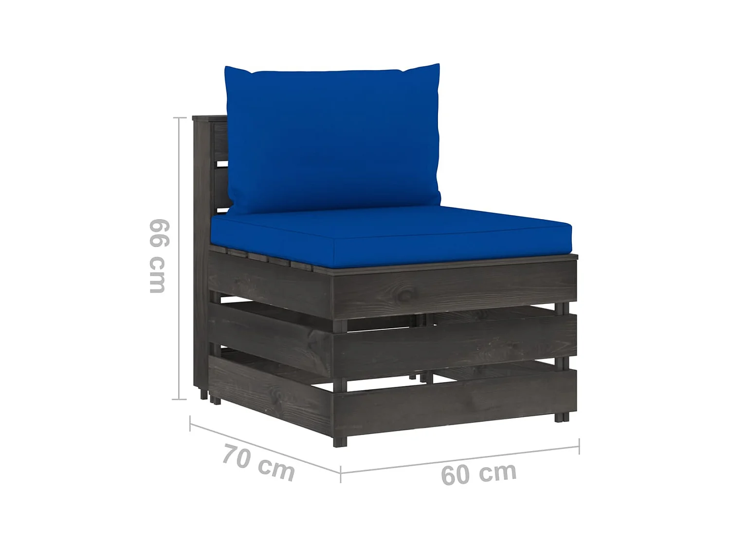 Canapé central sectionnel avec coussins Bois imprégné de gris