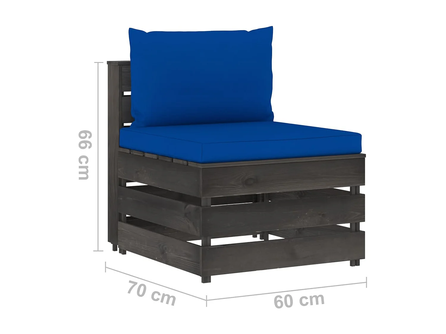 Canapé central sectionnel avec coussins Bois imprégné de gris