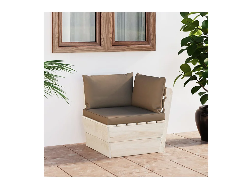 Canapé d'angle palette de jardin avec coussins Épicéa imprégné