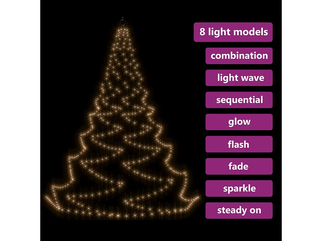 Arbre mural avec crochet métallique 720 LED Blanc chaud 5 m