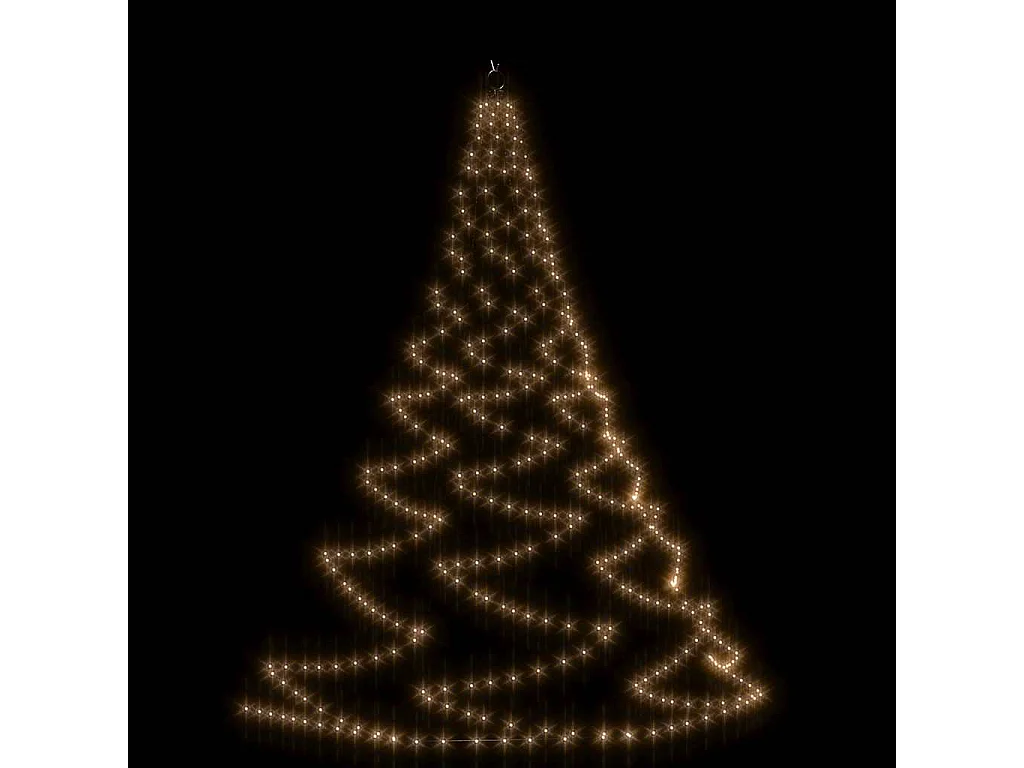 Albero da Parete con Gancio Metallico 720 LED Bianco Caldo 5 m