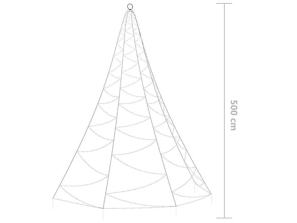 Albero da Parete con Gancio Metallico 720 LED Bianco Caldo 5 m