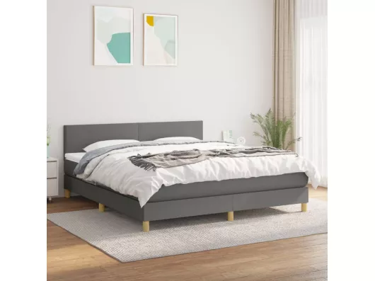 Kauf Unique Boxspringbett mit Matratze Dunkelgrau 180x200cm Stoff