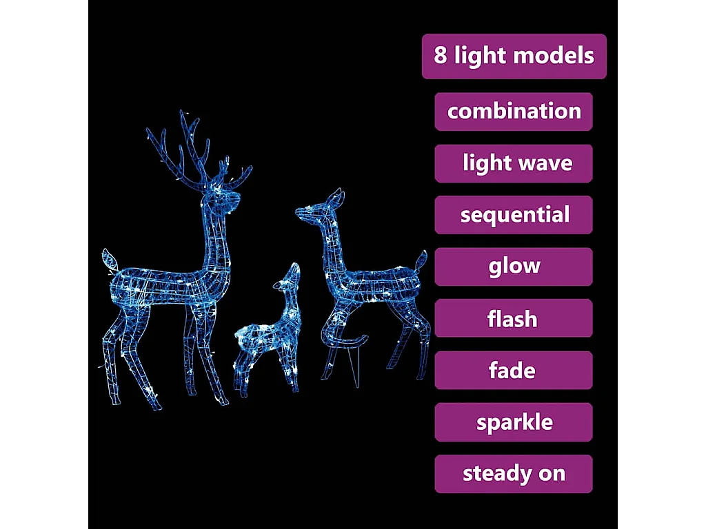 Famille de rennes de décoration Acrylique 300 LED bleu