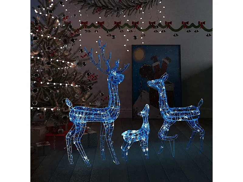 LED-Rentier-Familie Weihnachtsdeko Acryl 300 LED Blau