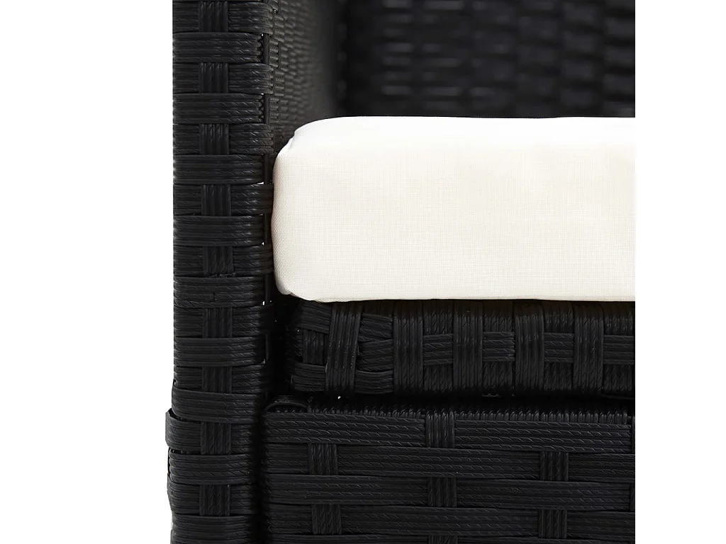 Gartensofa mit Sonnendach Schwarz Poly Rattan