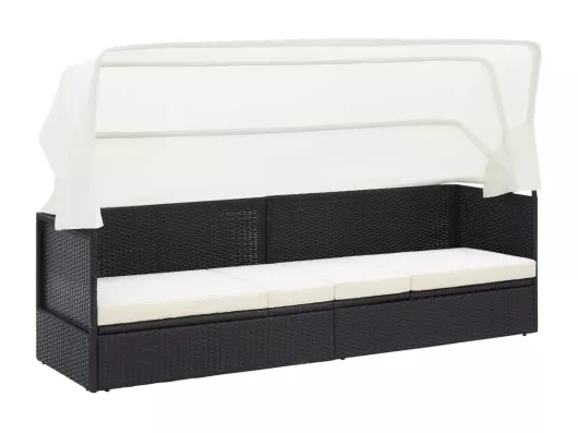 Kauf Unique Gartensofa mit Sonnendach Schwarz Poly Rattan