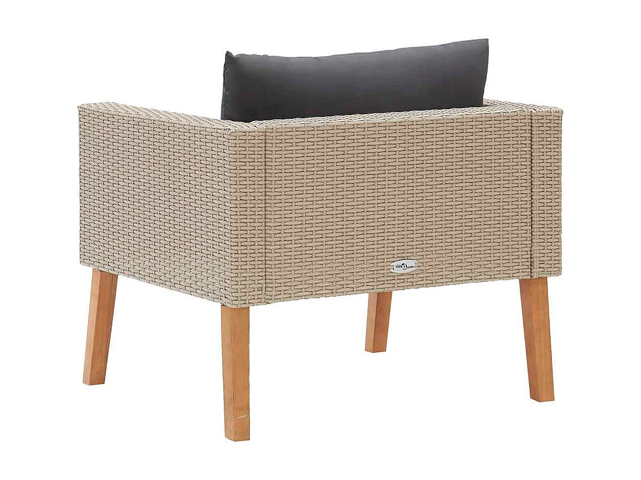 Divano da Giardino Singolo con Cuscini in Polyrattan Beige