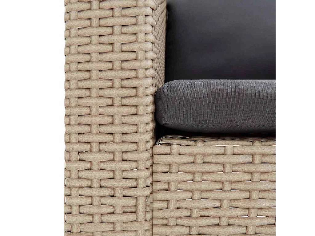 Divano da Giardino Singolo con Cuscini in Polyrattan Beige