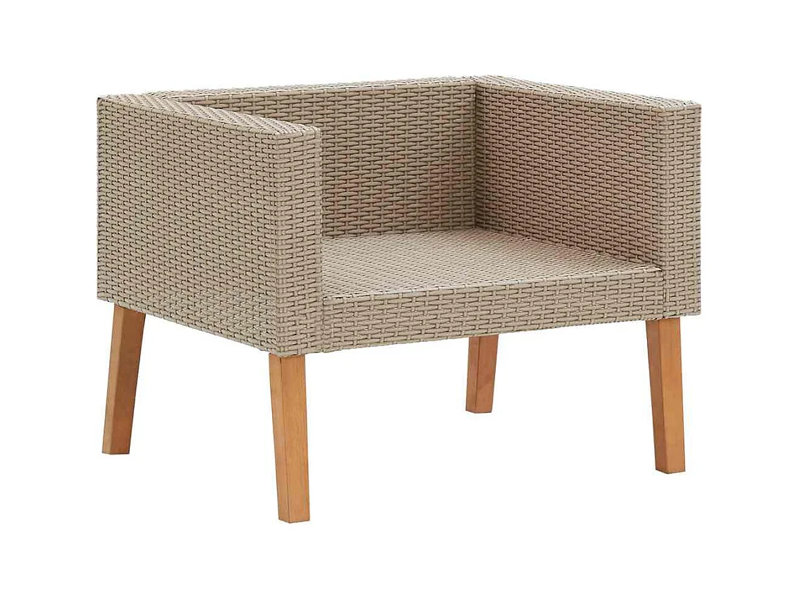 1-Sitzer-Gartensofa mit Auflagen Poly Rattan Beige