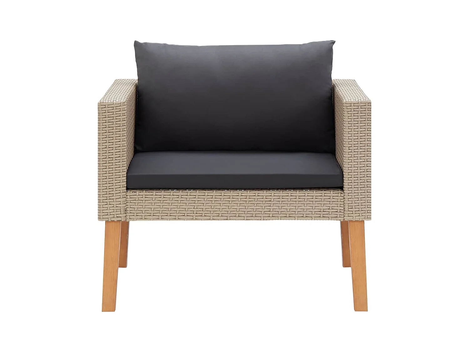 1-Sitzer-Gartensofa mit Auflagen Poly Rattan Beige