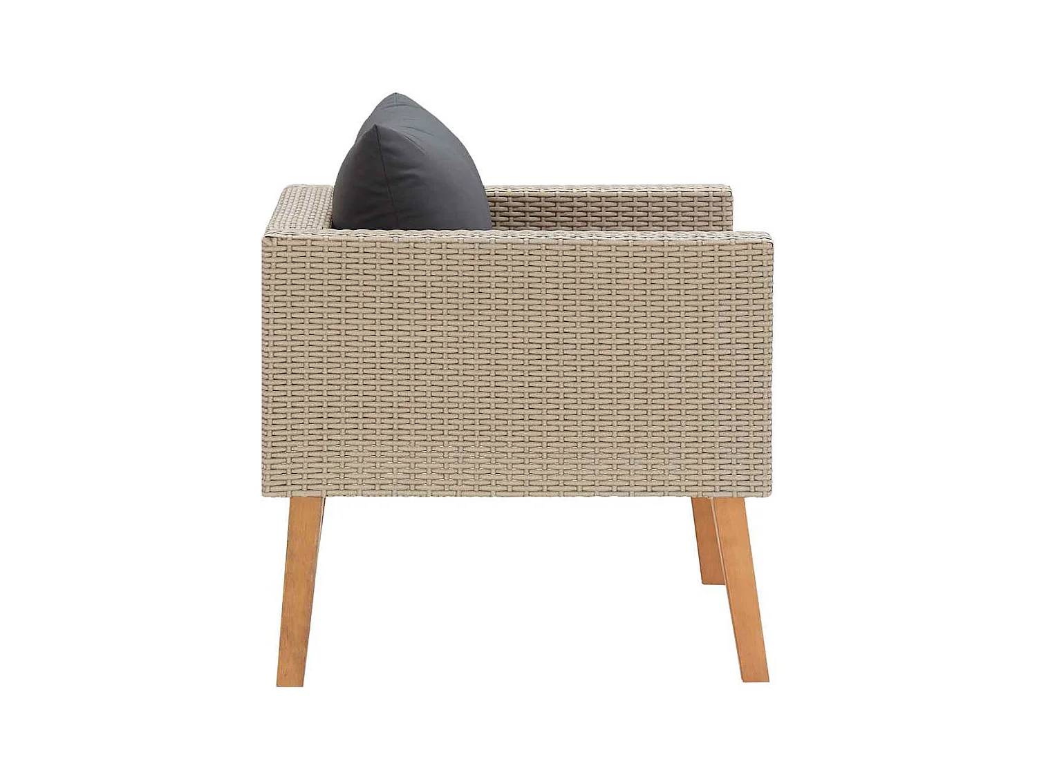 1-Sitzer-Gartensofa mit Auflagen Poly Rattan Beige