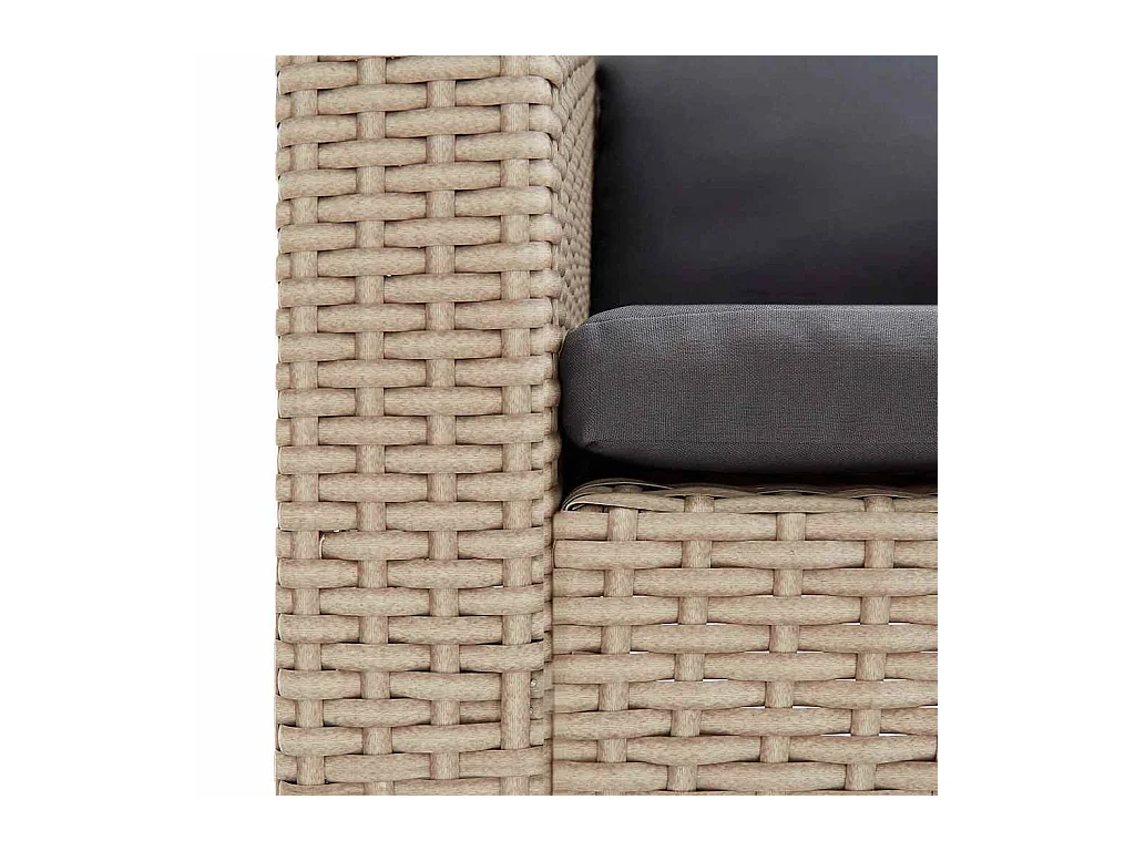 1-Sitzer-Gartensofa mit Auflagen Poly Rattan Beige