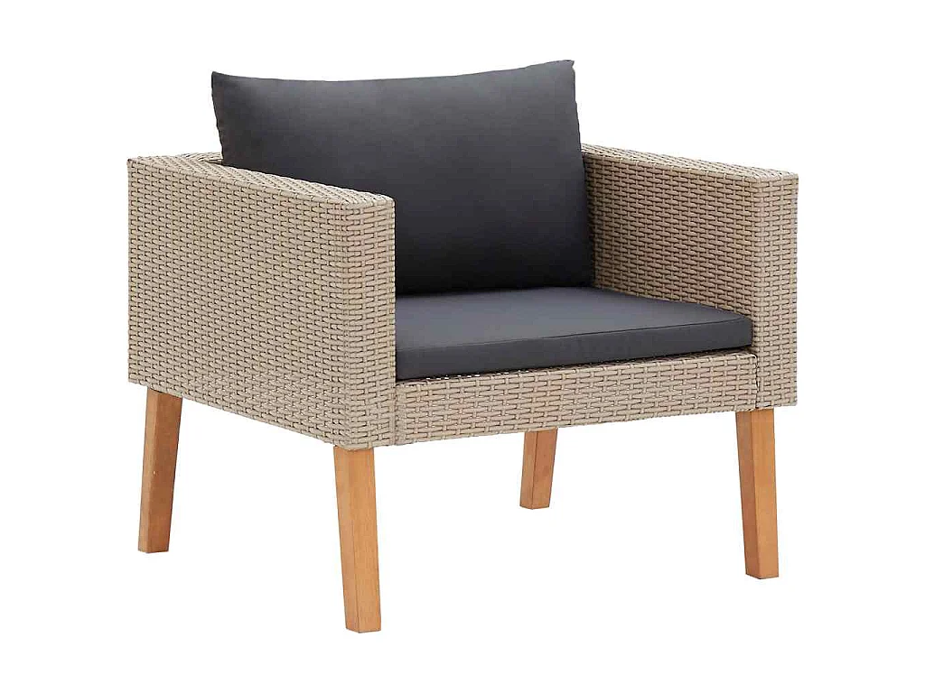 1-Sitzer-Gartensofa mit Auflagen Poly Rattan Beige