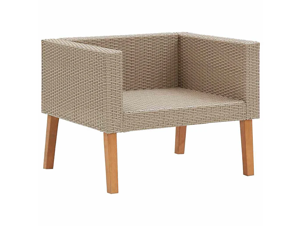 1-Sitzer-Gartensofa mit Auflagen Poly Rattan Beige