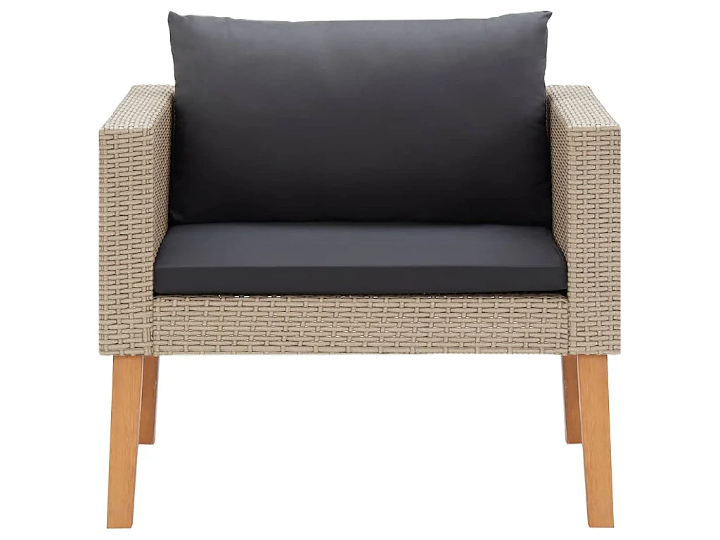 1-Sitzer-Gartensofa mit Auflagen Poly Rattan Beige