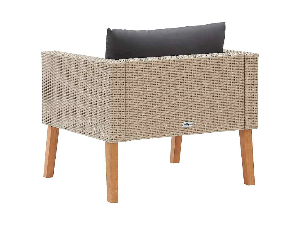 1-Sitzer-Gartensofa mit Auflagen Poly Rattan Beige