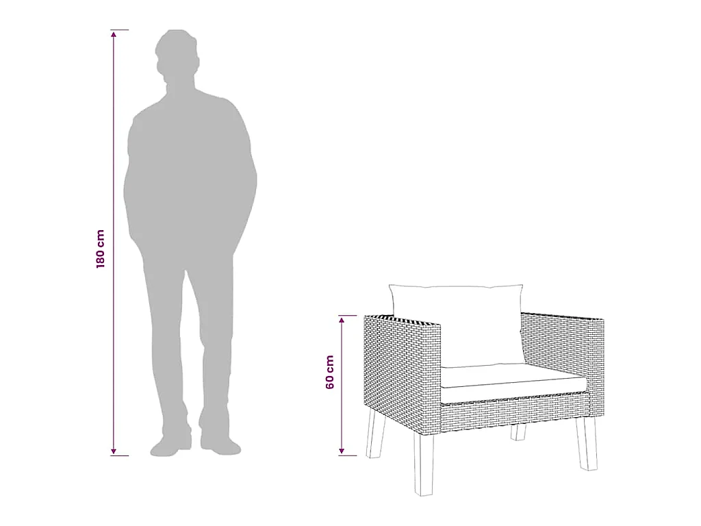1-Sitzer-Gartensofa mit Auflagen Poly Rattan Beige
