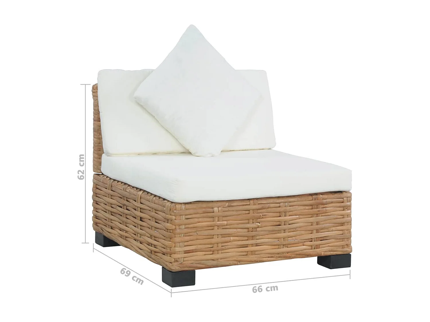 Canapé sans accoudoirs avec coussins Rotin naturel