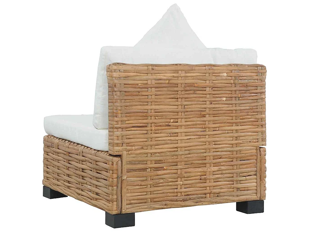 Divano Senza Braccioli con Cuscini in Rattan Naturale