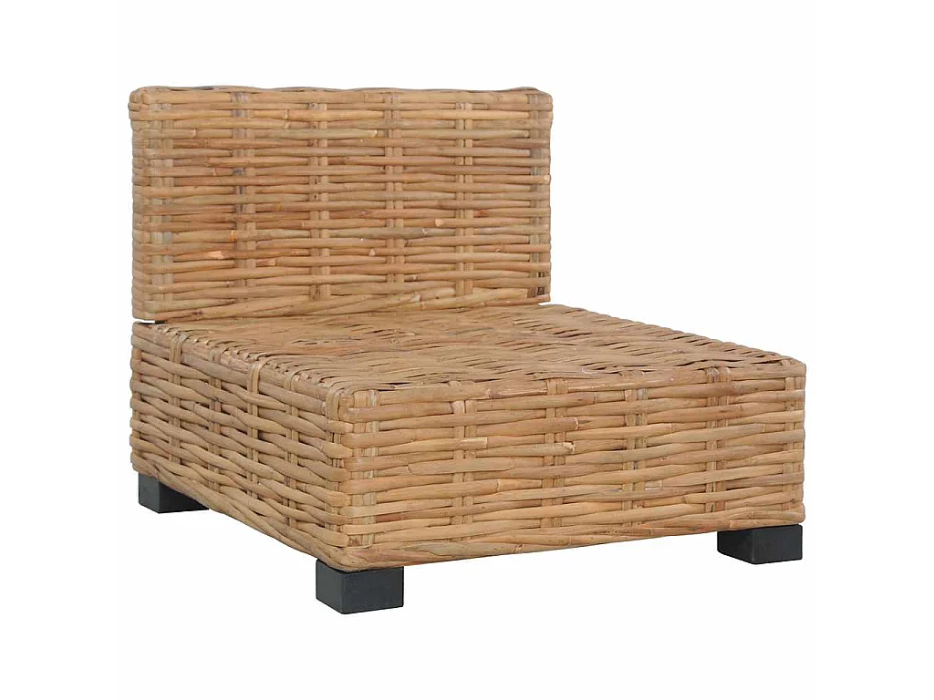 Divano Senza Braccioli con Cuscini in Rattan Naturale