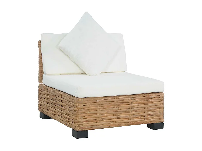 Canapé sans accoudoirs avec coussins Rotin naturel