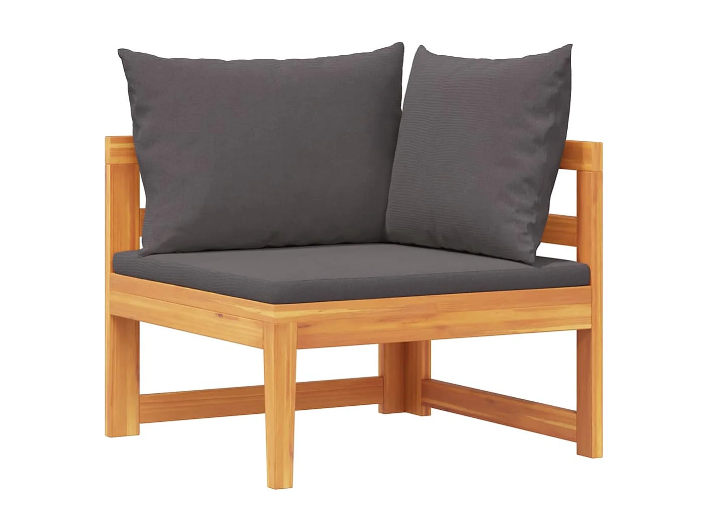 Canapé d'angle avec coussins gris foncé Bois d'acacia solide