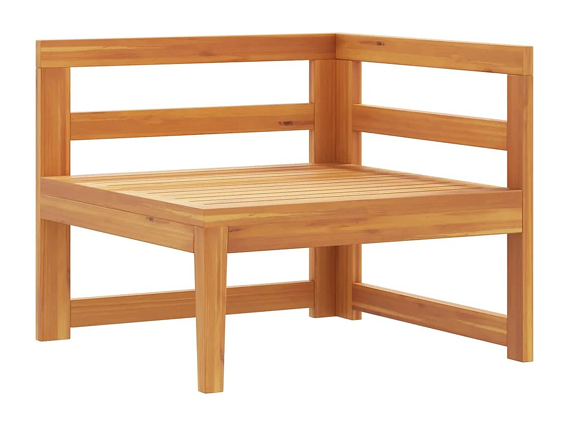 Canapé d'angle avec coussins gris foncé Bois d'acacia solide