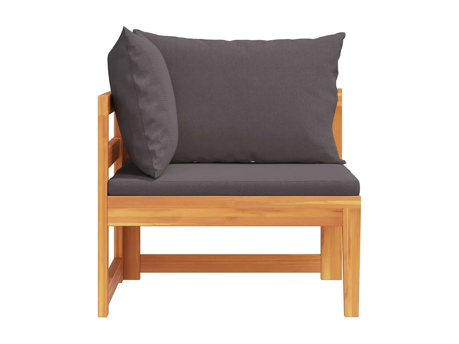 Canapé d'angle avec coussins gris foncé Bois d'acacia solide