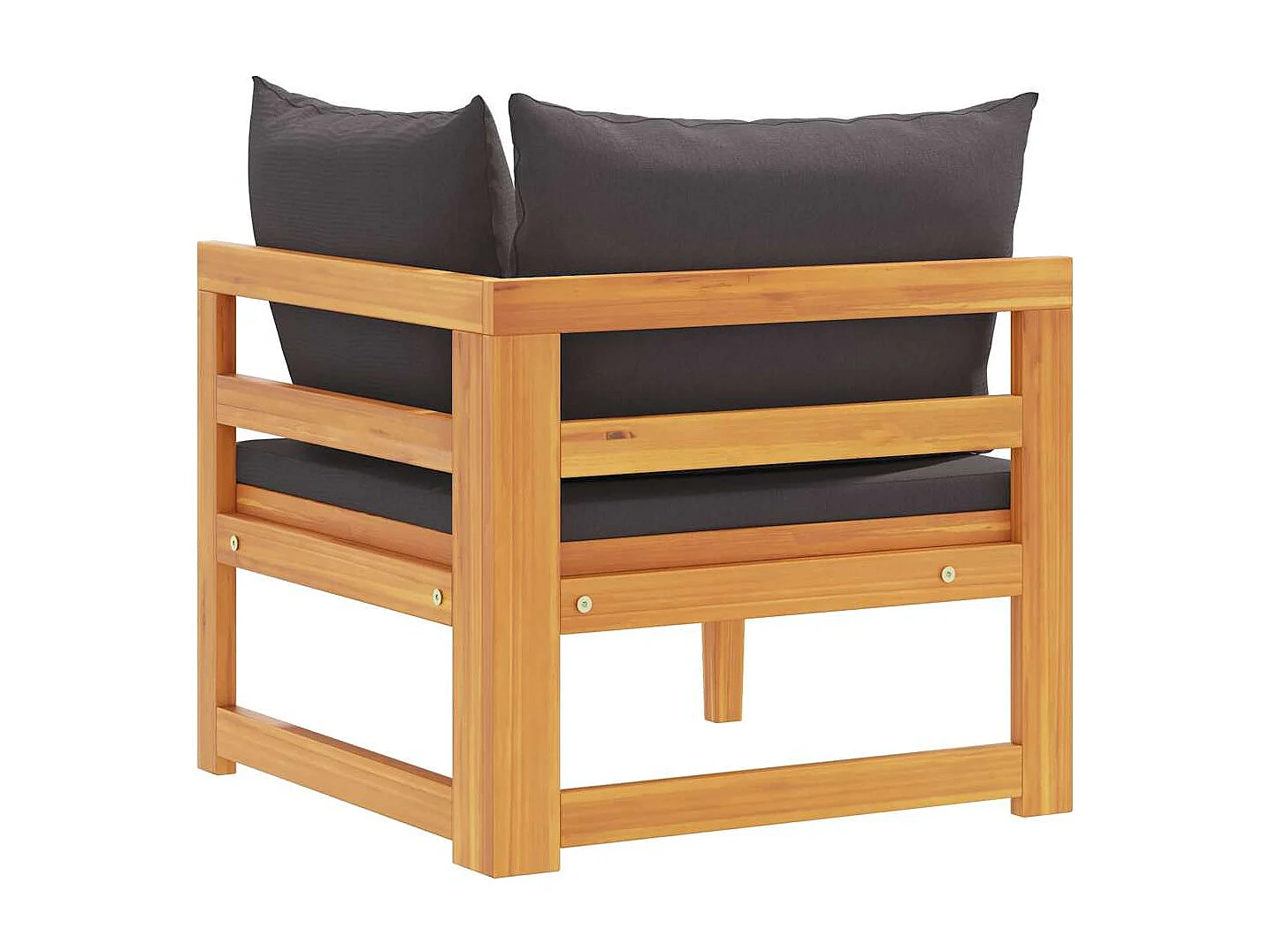 Canapé d'angle avec coussins gris foncé Bois d'acacia solide