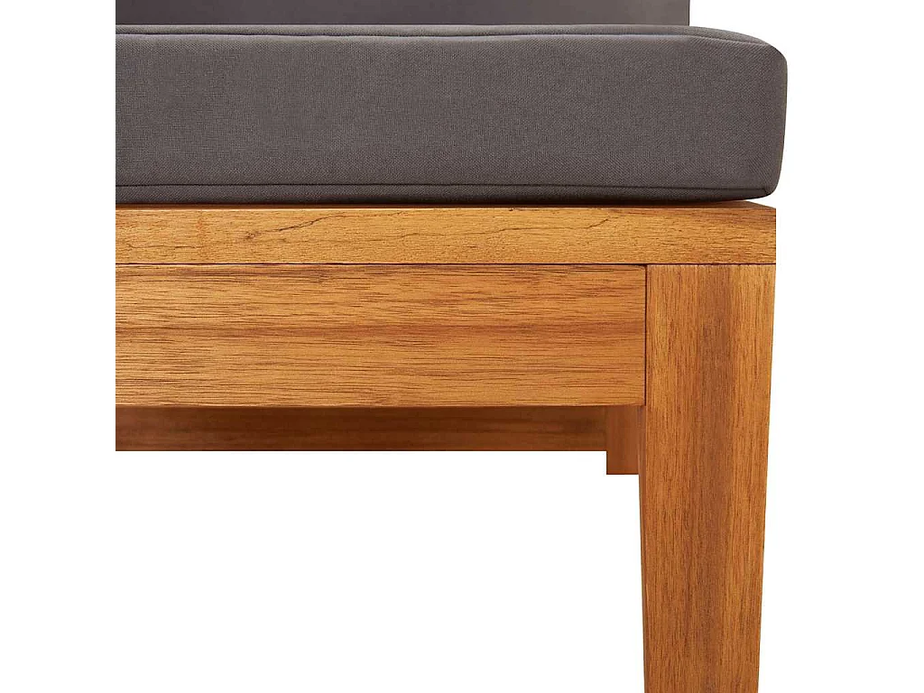 Canapé d'angle avec coussins gris foncé Bois d'acacia solide