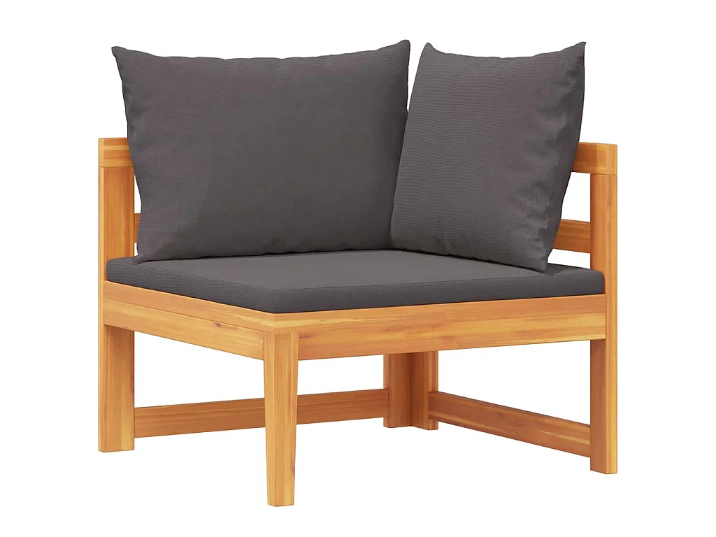 Ecksofa mit Dunkelgrauen Kissen Massivholz Akazie