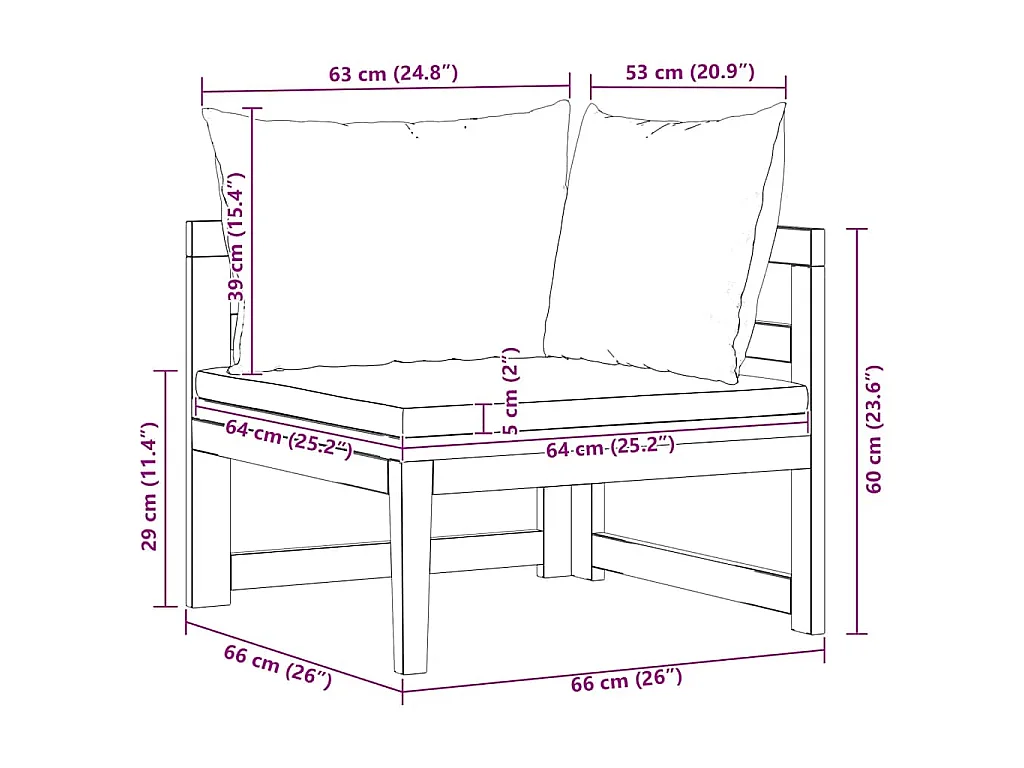 Ecksofa mit Dunkelgrauen Kissen Massivholz Akazie