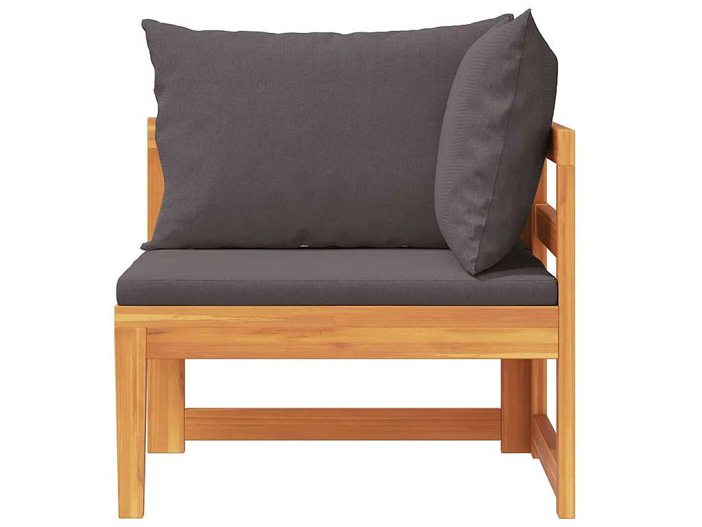 Ecksofa mit Dunkelgrauen Kissen Massivholz Akazie