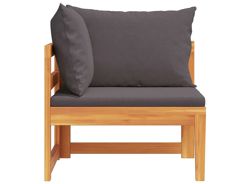 Ecksofa mit Dunkelgrauen Kissen Massivholz Akazie