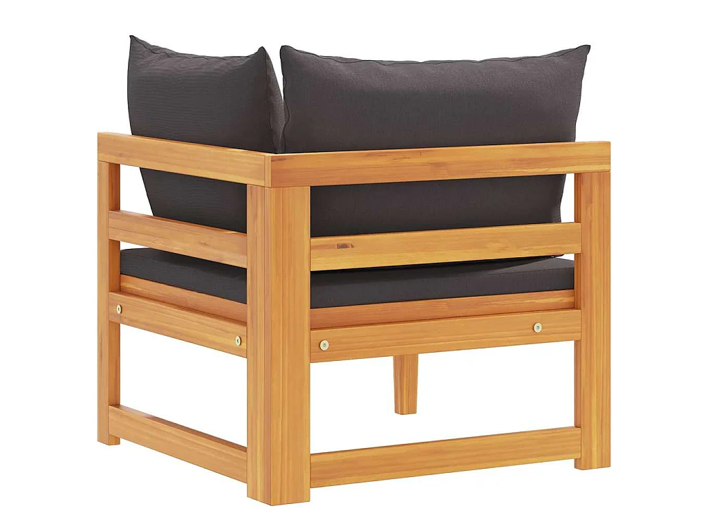 Ecksofa mit Dunkelgrauen Kissen Massivholz Akazie