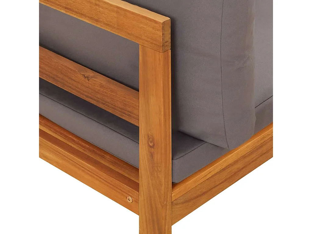 Ecksofa mit Dunkelgrauen Kissen Massivholz Akazie