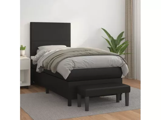 Kauf Unique Boxspringbett mit Matratze Schwarz 90x190 cm Kunstleder