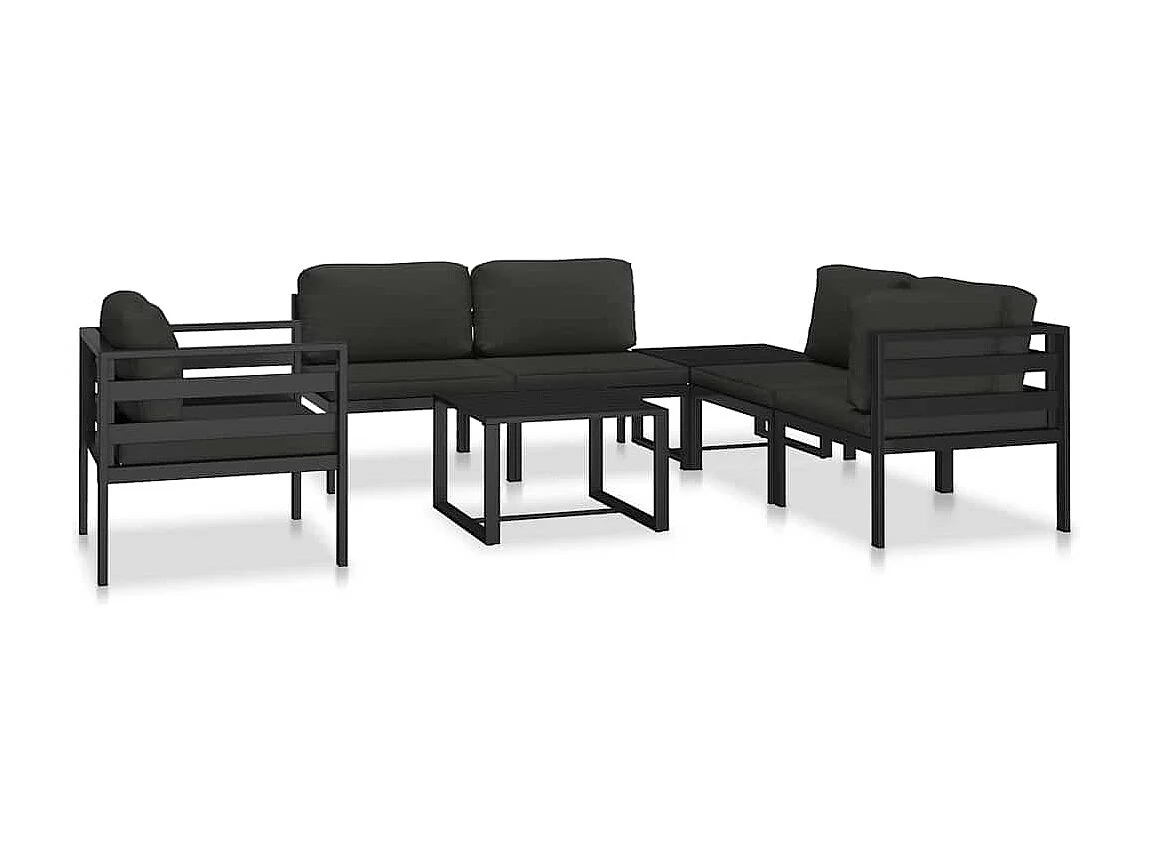 Sofá modular central con cojines aluminio antracita