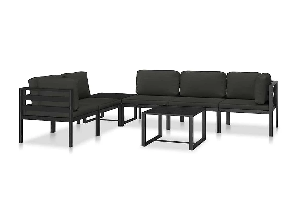 Sofá modular central con cojines aluminio antracita