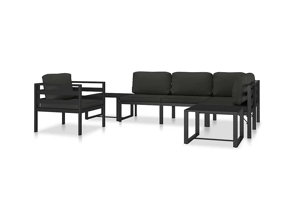 Sofá modular central con cojines aluminio antracita