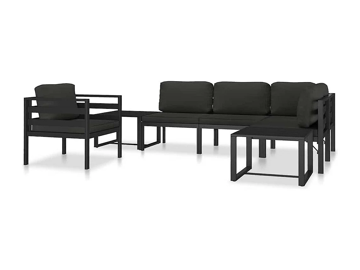 Modular-Sofa-Mittelteil mit Kissen Aluminium Anthrazit