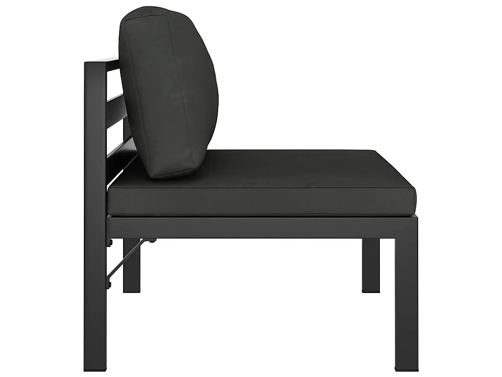 Middenbank sectioneel met kussens aluminium antracietkleurig