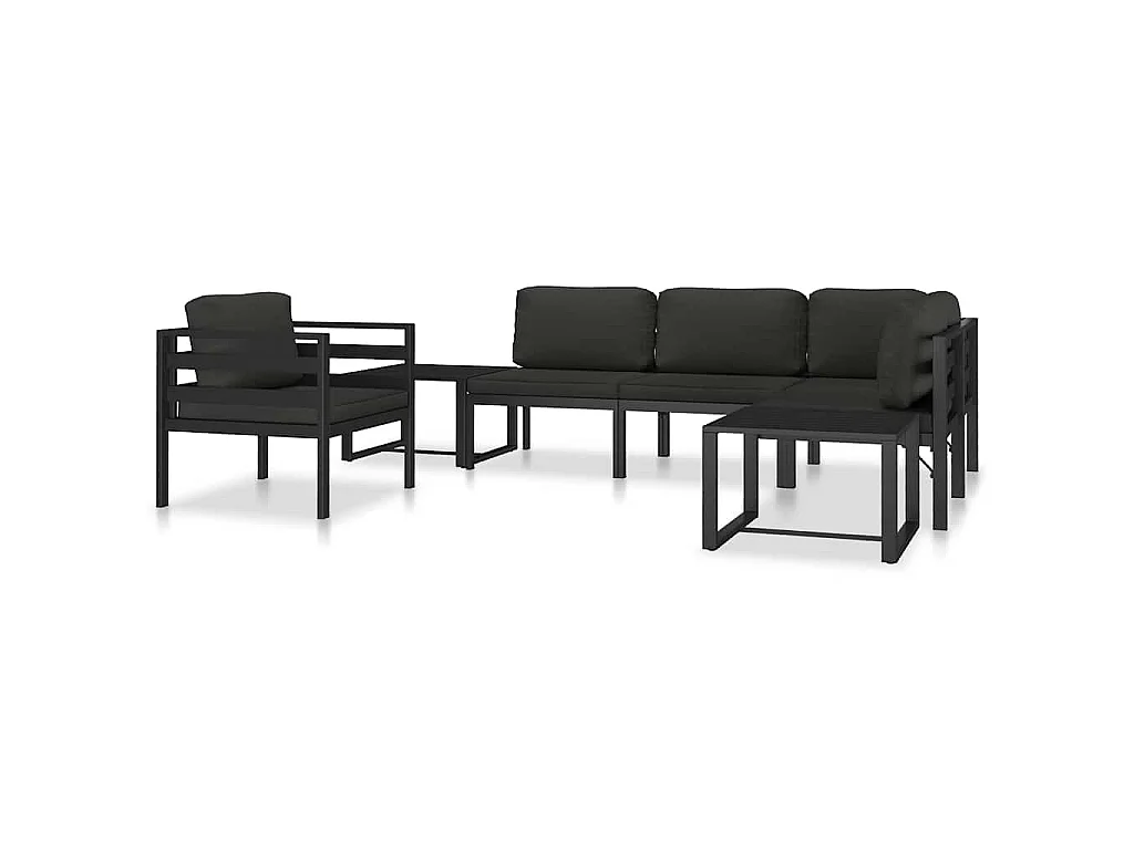 Middenbank sectioneel met kussens aluminium antracietkleurig