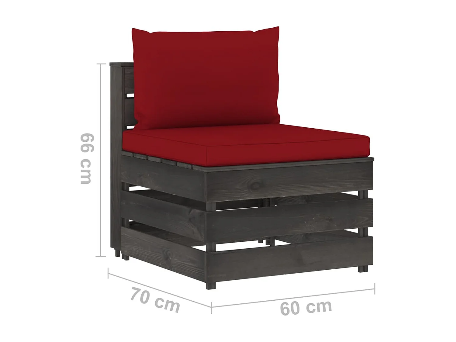 Canapé central sectionnel avec coussins Bois imprégné de gris