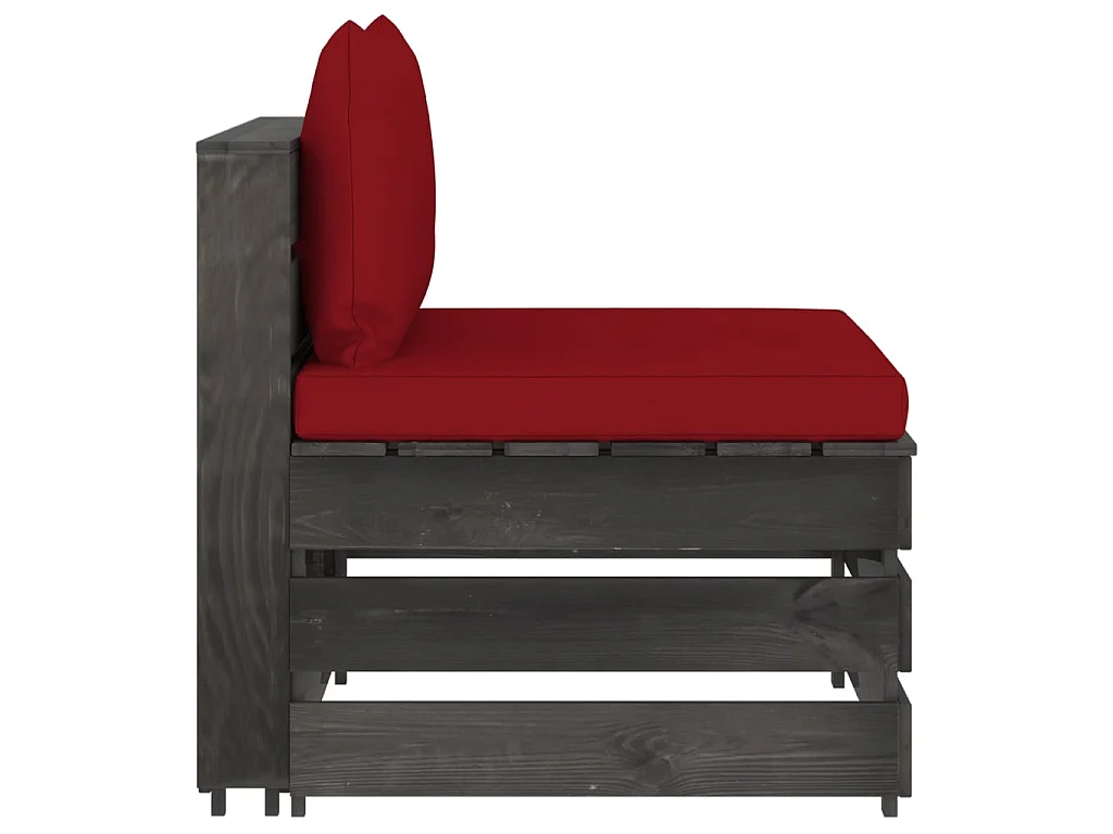 Canapé central sectionnel avec coussins Bois imprégné de gris