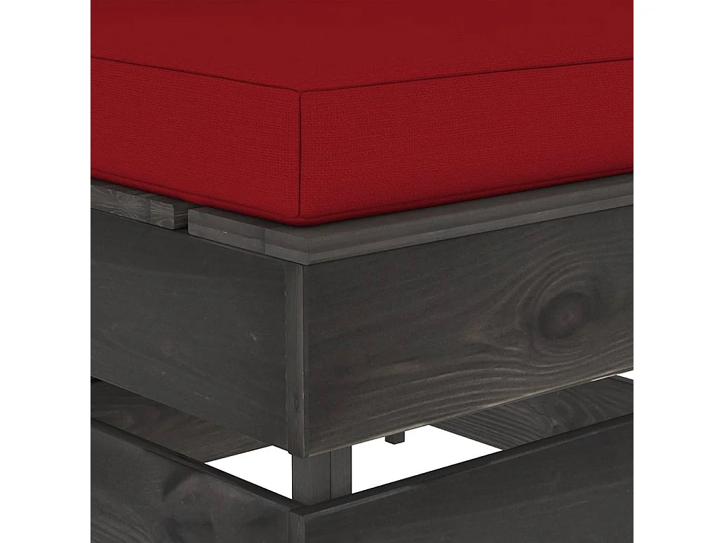 Divano Centrale Modulare con Cuscini in Legno Impregnato Grigio