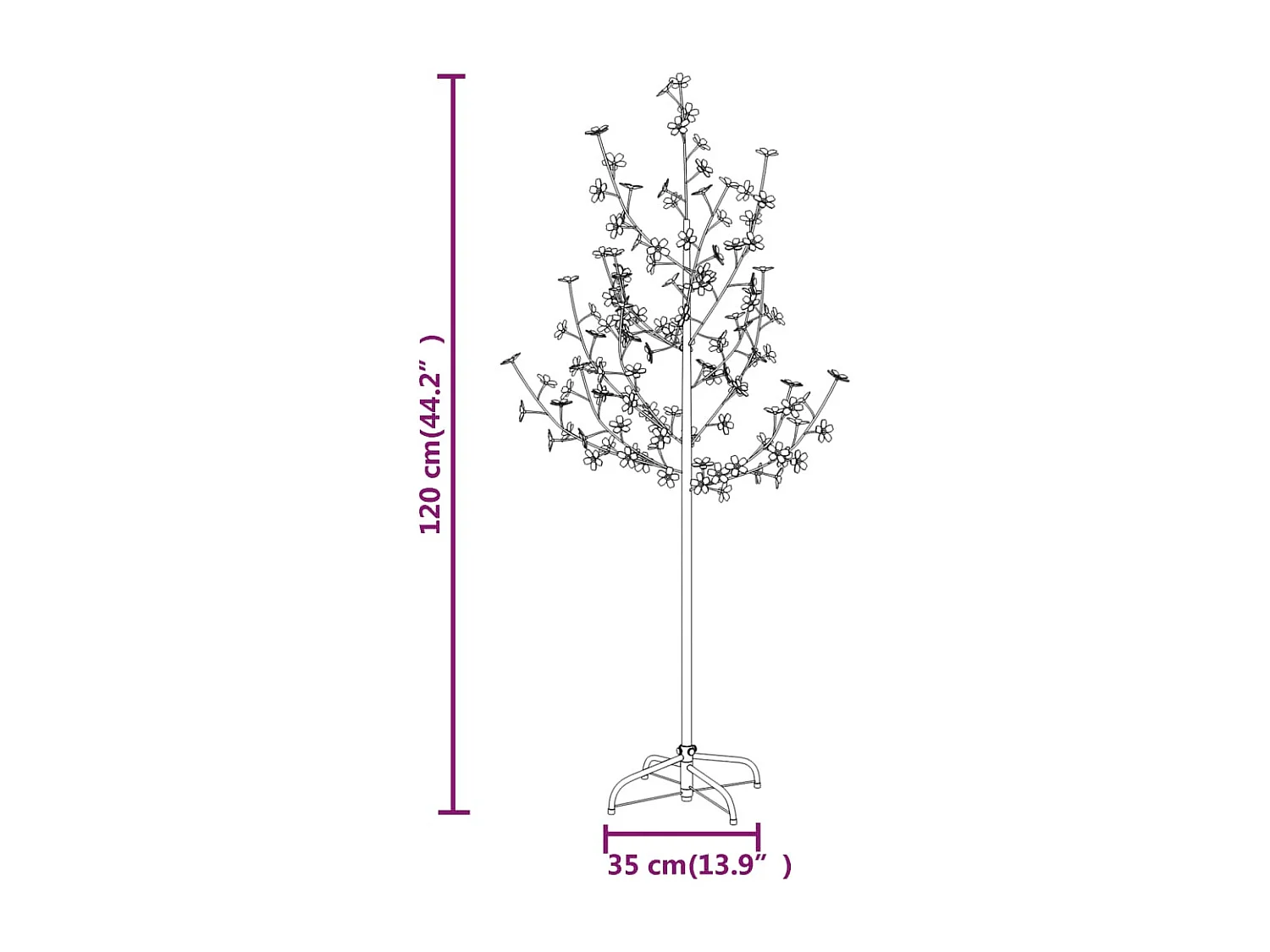 Arbre à LED fleur de cerisier 84 LED Blanc chaud 120 cm